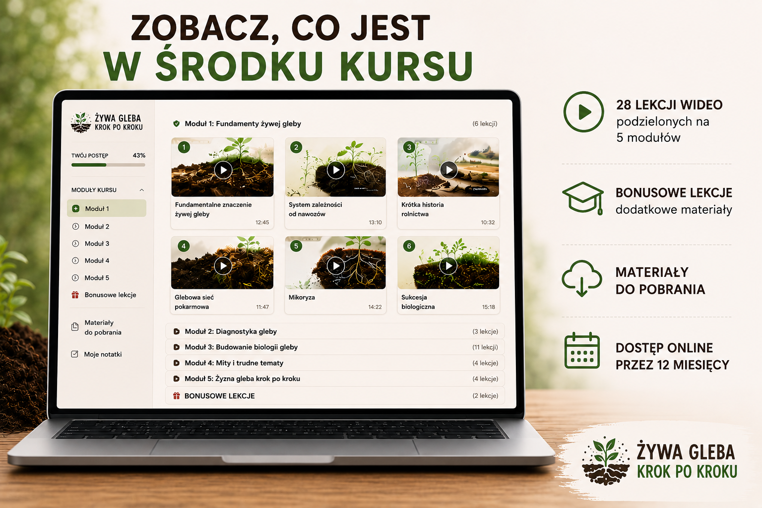 Zobacz, co jest w środku kursu Żywa Gleba Krok po Kroku