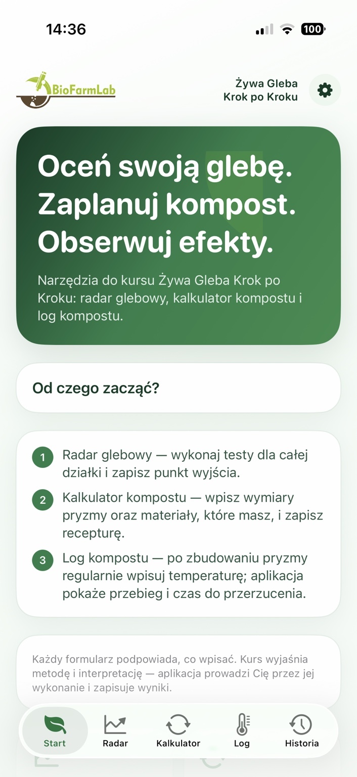 Aplikacja Żywa Gleba w pakiecie z kursem